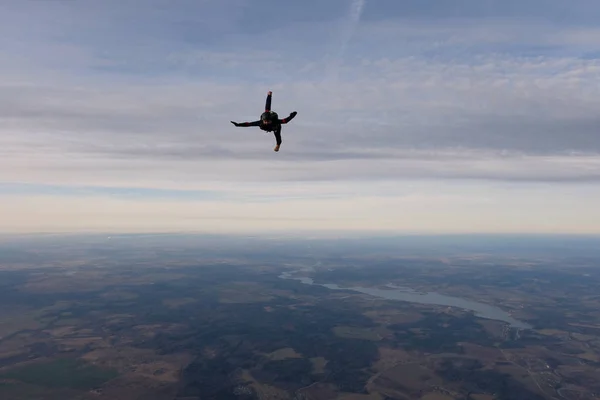 Skydiving Pára Quedista Voa Céu — Fotografia de Stock