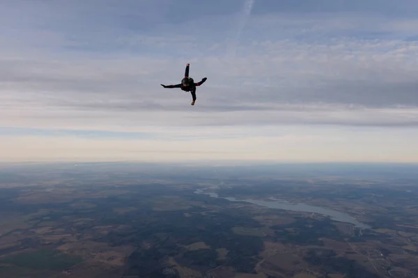 Skydiven Een Skydiver Vliegt Lucht — Stockfoto