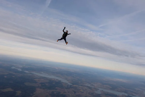 Skydiven Een Skydiver Vliegt Lucht — Stockfoto