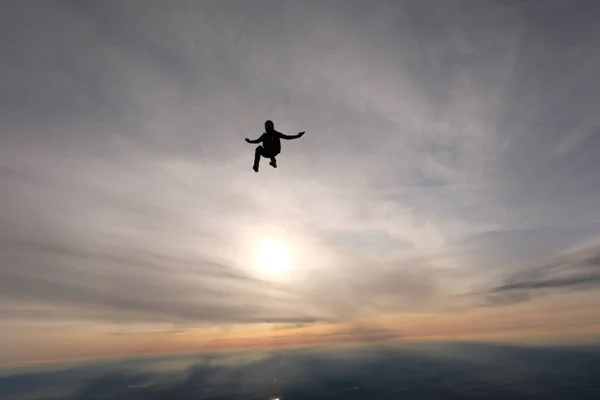 Skydiving Pára Quedista Voa Céu — Fotografia de Stock