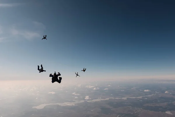 Formación Paracaidismo Grupo Paracaidistas Está Cielo — Foto de Stock
