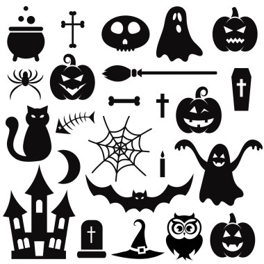 Cadılar Bayramı simgeler üzerinde beyaz izole