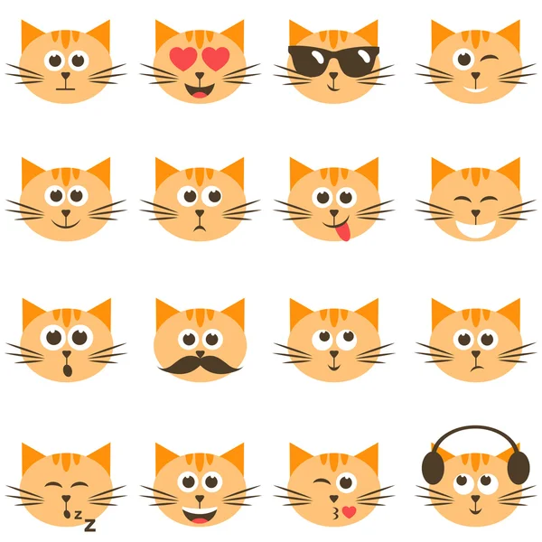 Mignon visages de chat ensemble — Image vectorielle