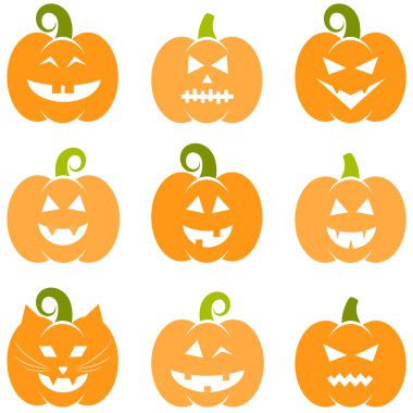 Cadılar Bayramı Balkabağı beyaz izole kümesi