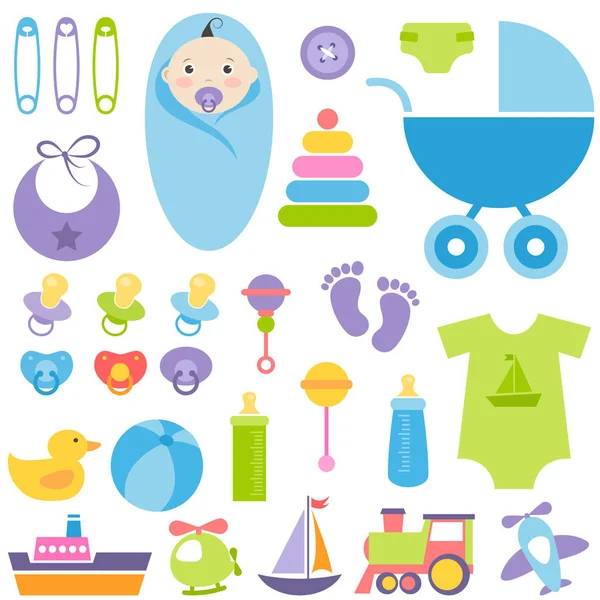 Conjunto de elementos bebé niño — Archivo Imágenes Vectoriales