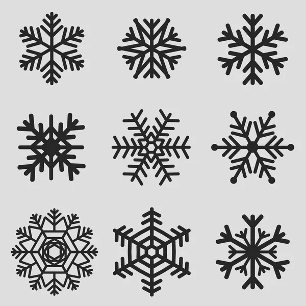 Conjunto de copos de nieve — Vector de stock