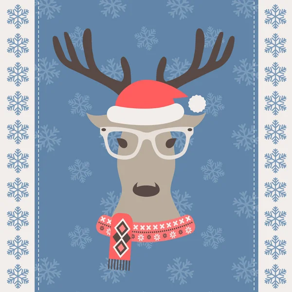 Kartka świąteczna z jeleniem — Wektor stockowy