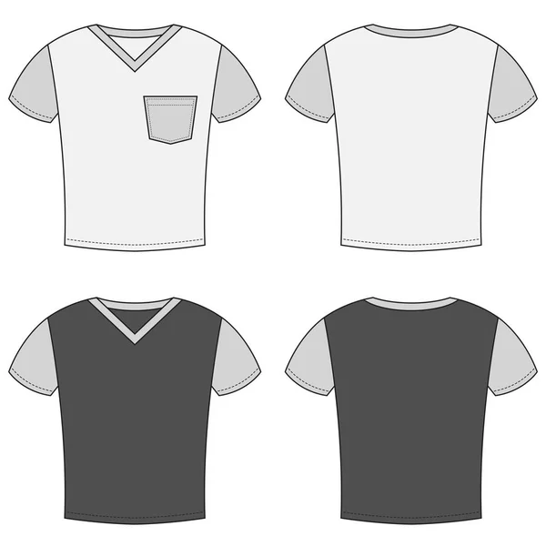 Plantillas de diseño de camisetas. Laterales delantero y trasero — Vector de stock