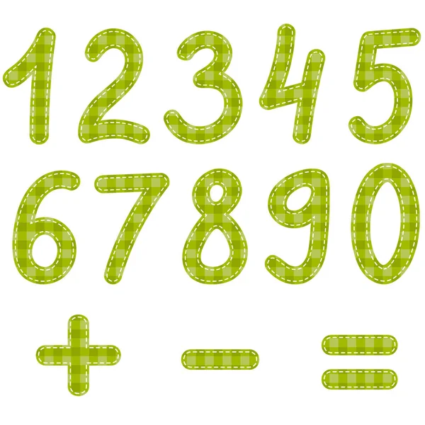 Zielonej teksturowane numery od zera do dziewięciu — Wektor stockowy