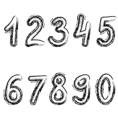 siyah numaraları sıfırdan dokuza beyaz izole