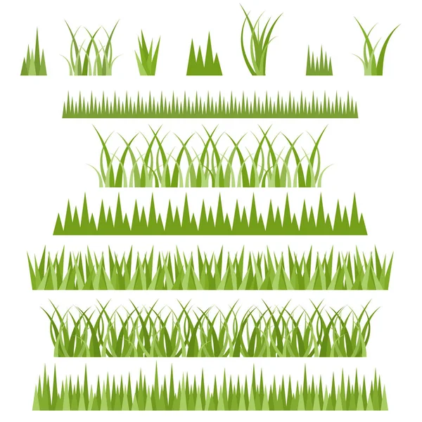 Conjunto de grama verde isolado no fundo branco —  Vetores de Stock