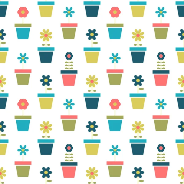 Patroon met bloemen in potten — Stockvector