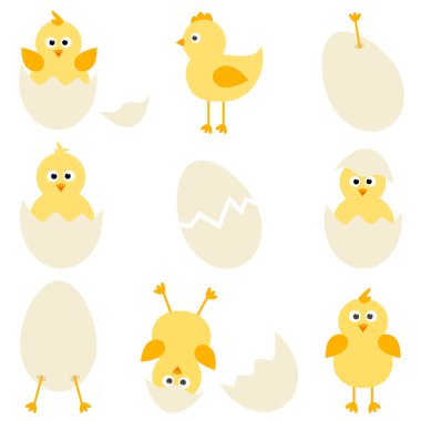 Karikatür tavuklar için Paskalya tasarım kümesi