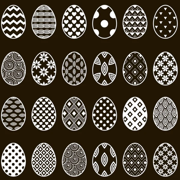 Σετ αυγά για το Πάσχα σε μαύρο φόντο — Διανυσματικό Αρχείο