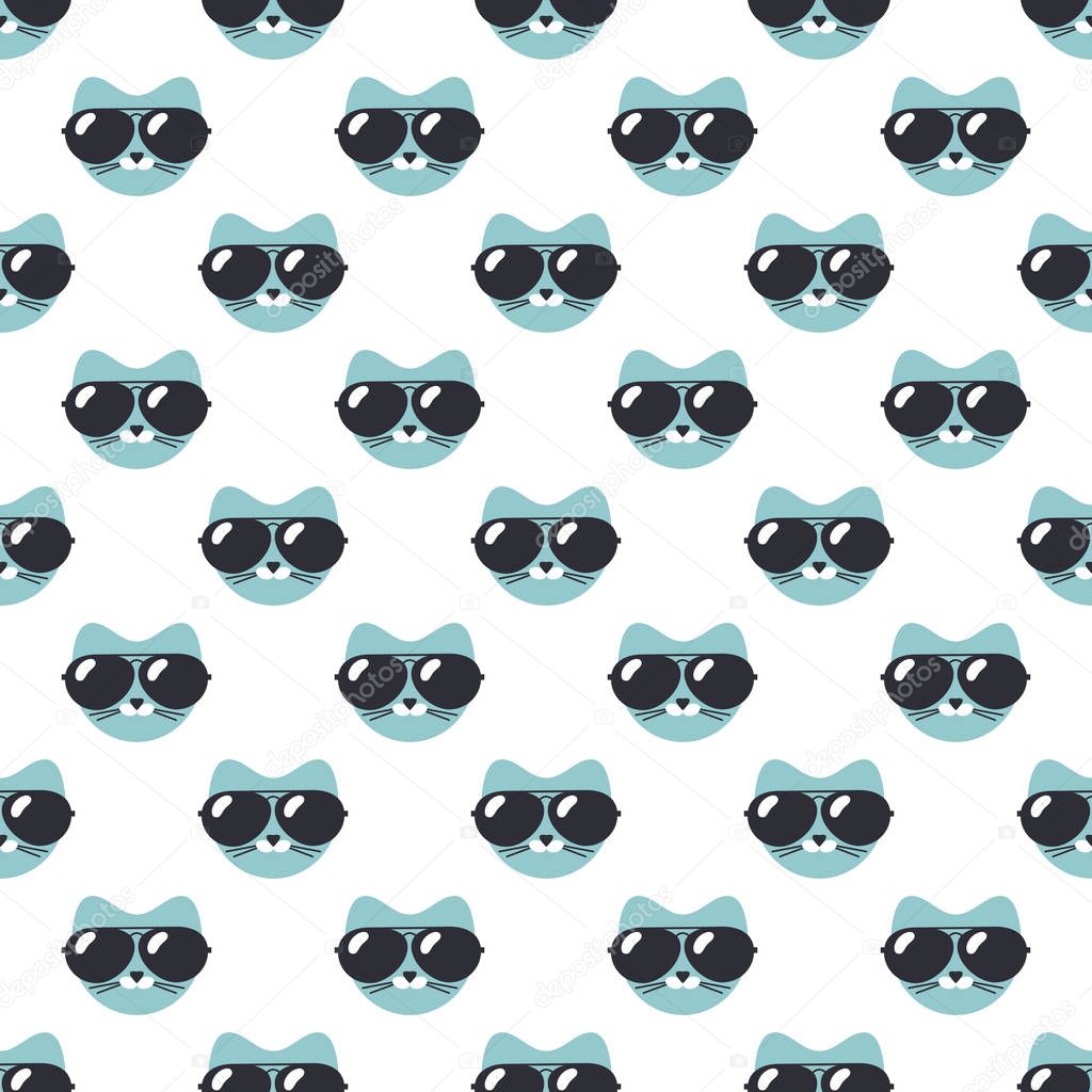 Seamless pattern with cats with sunglasses