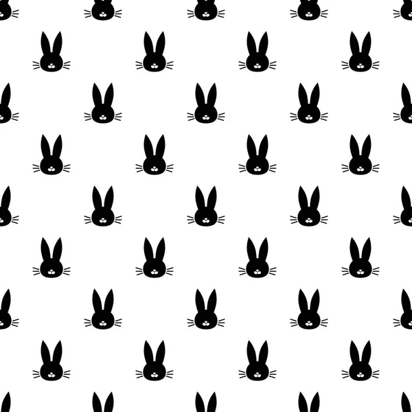 Pattern with black rabbit head — Stock Vector