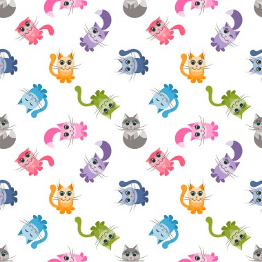 sevimli renkli çizgi kedi ile Seamless Modeli