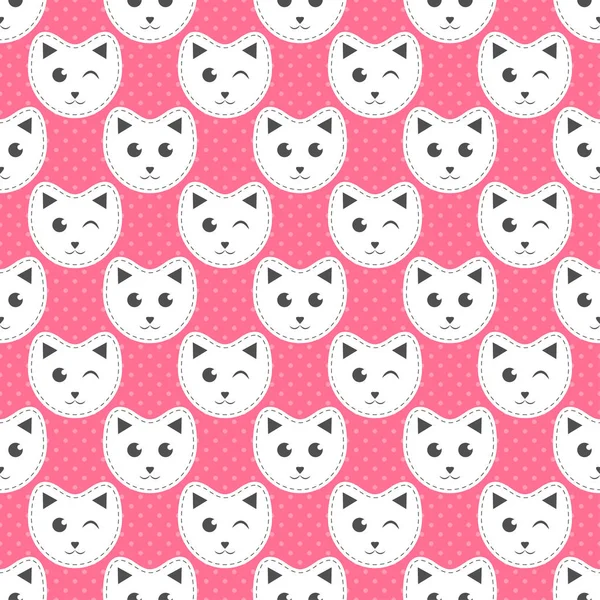 Gatos blancos sobre fondo rosa con puntos — Vector de stock