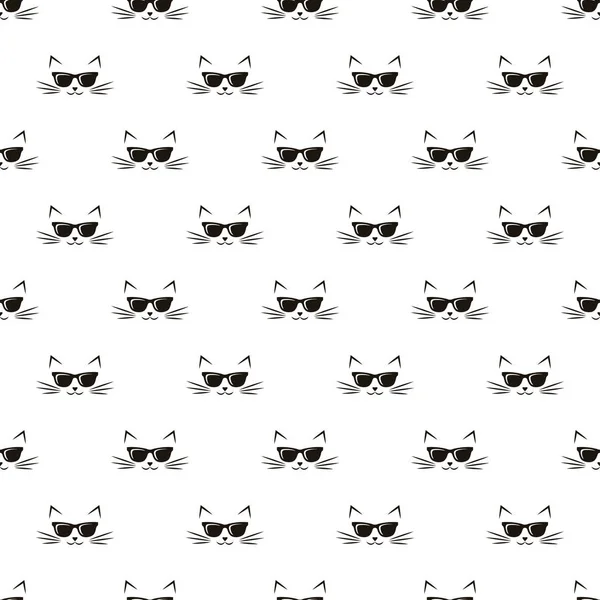 고양이와 선글라스 완벽 한 패턴 — 스톡 벡터