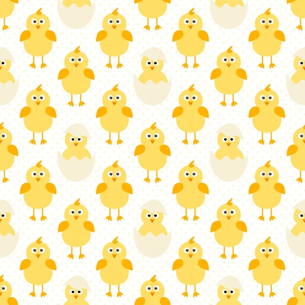 Pattern with cute little chickens — Stock Vector