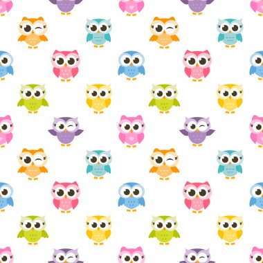 desen renkli komik baykuşlar ile