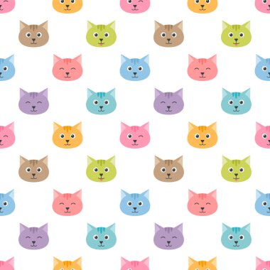 Sevimli çizgi film kedileriyle kusursuz desen