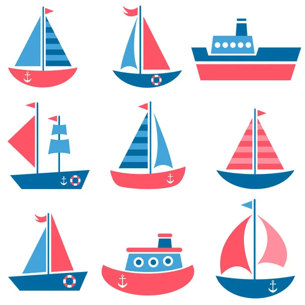 Set van boot pictogrammen — Stockvector