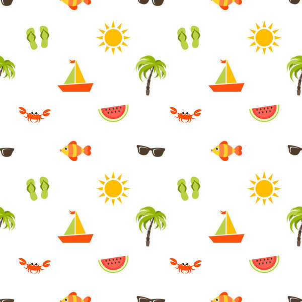 seamless pattern with sea beach icons