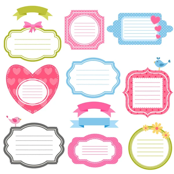 Colorful frames and stickers for scrapbooking — Stock Vector