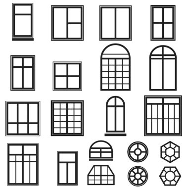 siyah pencere simge kümesi