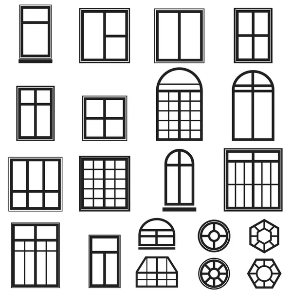 Conjunto de iconos de ventana negro — Archivo Imágenes Vectoriales