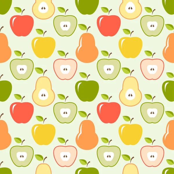 Seamless pattern with apples and pears — Stock Vector