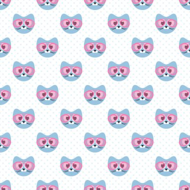 Şirin mavi kedi ve gözlük ile Seamless Modeli