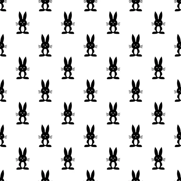 Patrón con conejos negros — Vector de stock