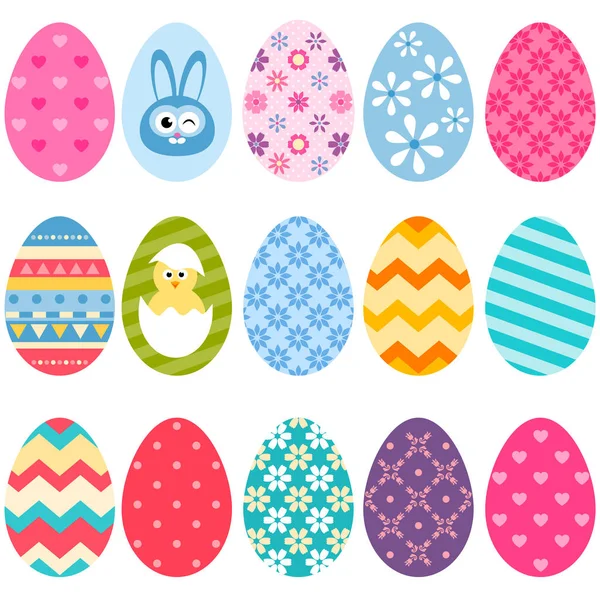 Ensemble d'icônes colorées d'oeufs de Pâques — Image vectorielle