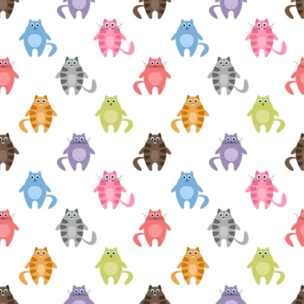 Seamless pattern with cute colorful cats — Stock Vector