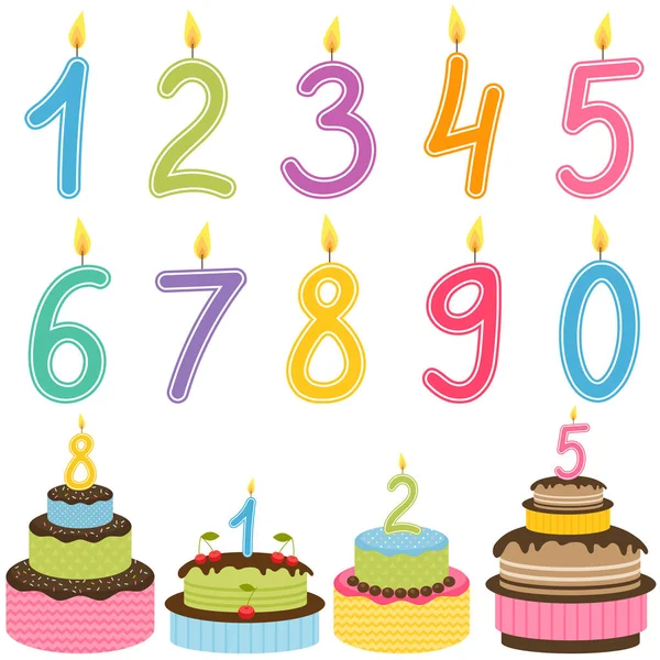生日数字蜡烛的生日蛋糕 — 图库矢量图片