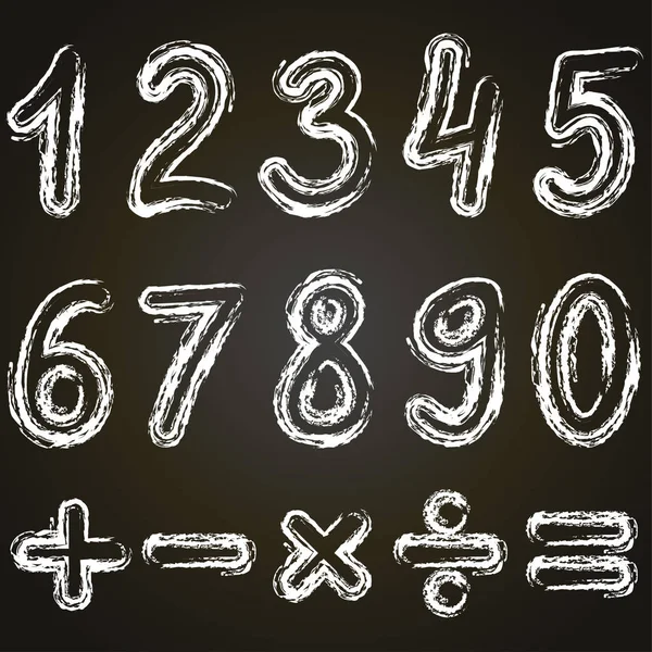Numeri da zero a nove e simboli matematici — Vettoriale Stock