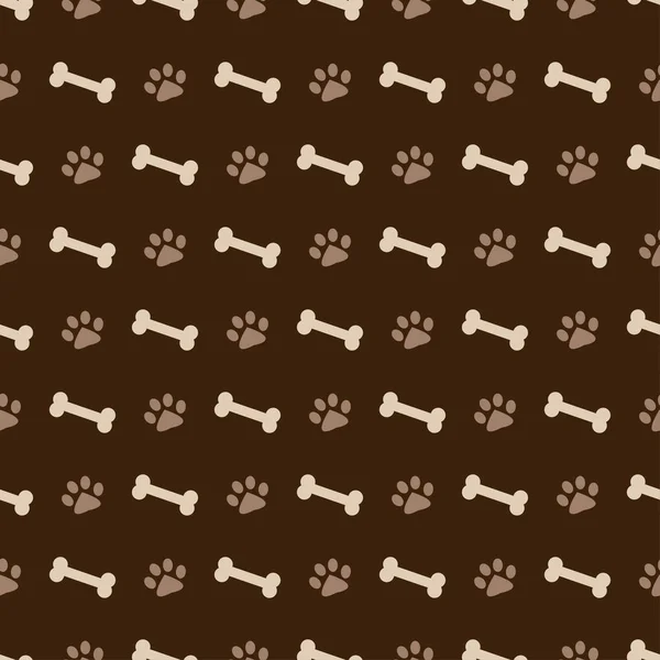 Motif avec empreintes de chien et os — Image vectorielle