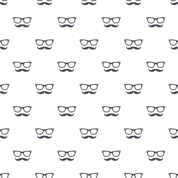Vzor bezešvé bokové knír a brýle — Stockový vektor