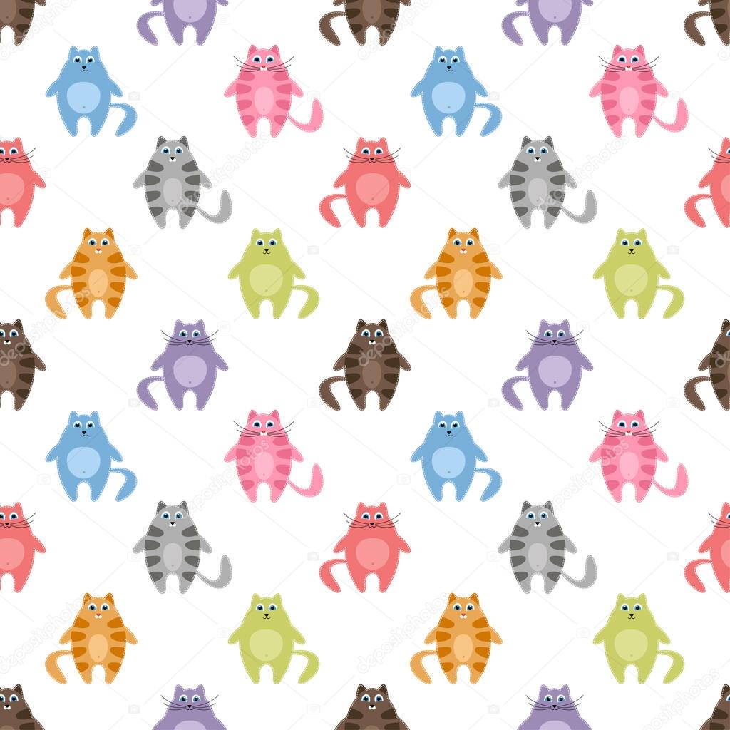 seamless pattern with cute colorful cats