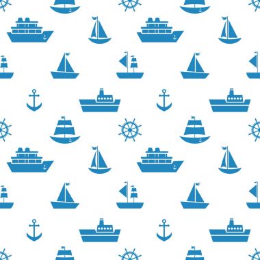 Mavi deniz taşıma simgeleri ile Seamless Modeli