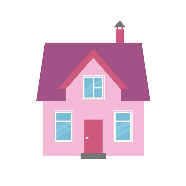 Ροζ σπίτι εικονίδιο που απομονώνονται σε λευκό φόντο — Διανυσματικό Αρχείο