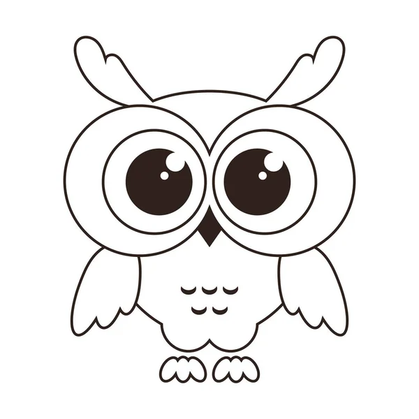 Roztomilý sova ikona izolované na bílém — Stockový vektor