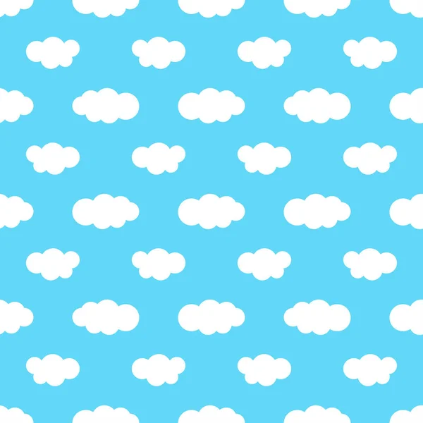 Patrón sin costuras con cielo azul y nubes blancas — Vector de stock