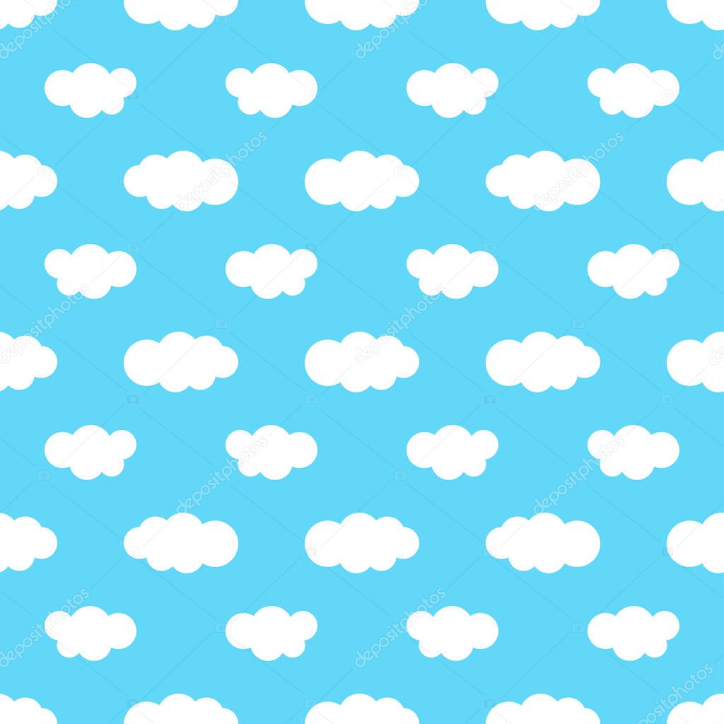 Seamless pattern with blue sky and white clouds