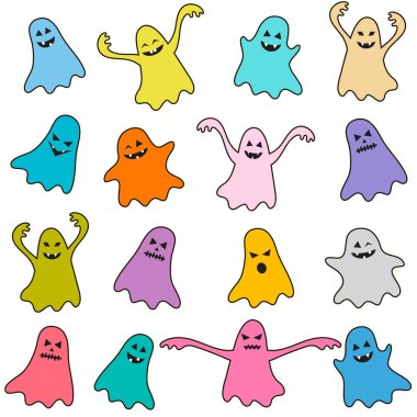 renkli komik hayalet simgeler kümesi
