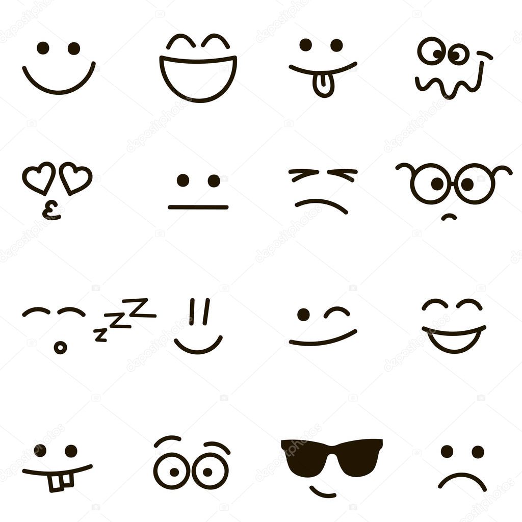 Set of emotional hand drawn faces