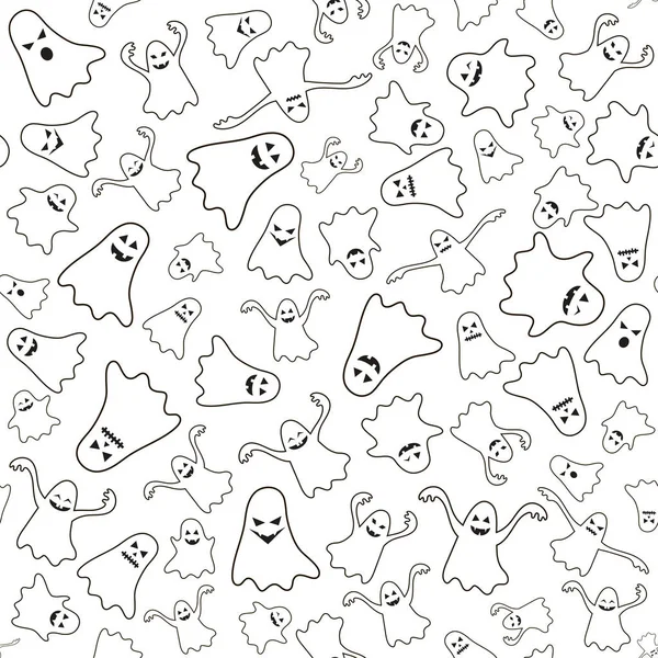 Naadloze patroon met ghost pictogrammen — Stockvector