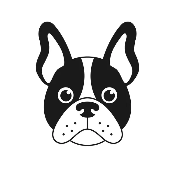 Cara de bulldog francés aislado sobre fondo blanco — Vector de stock